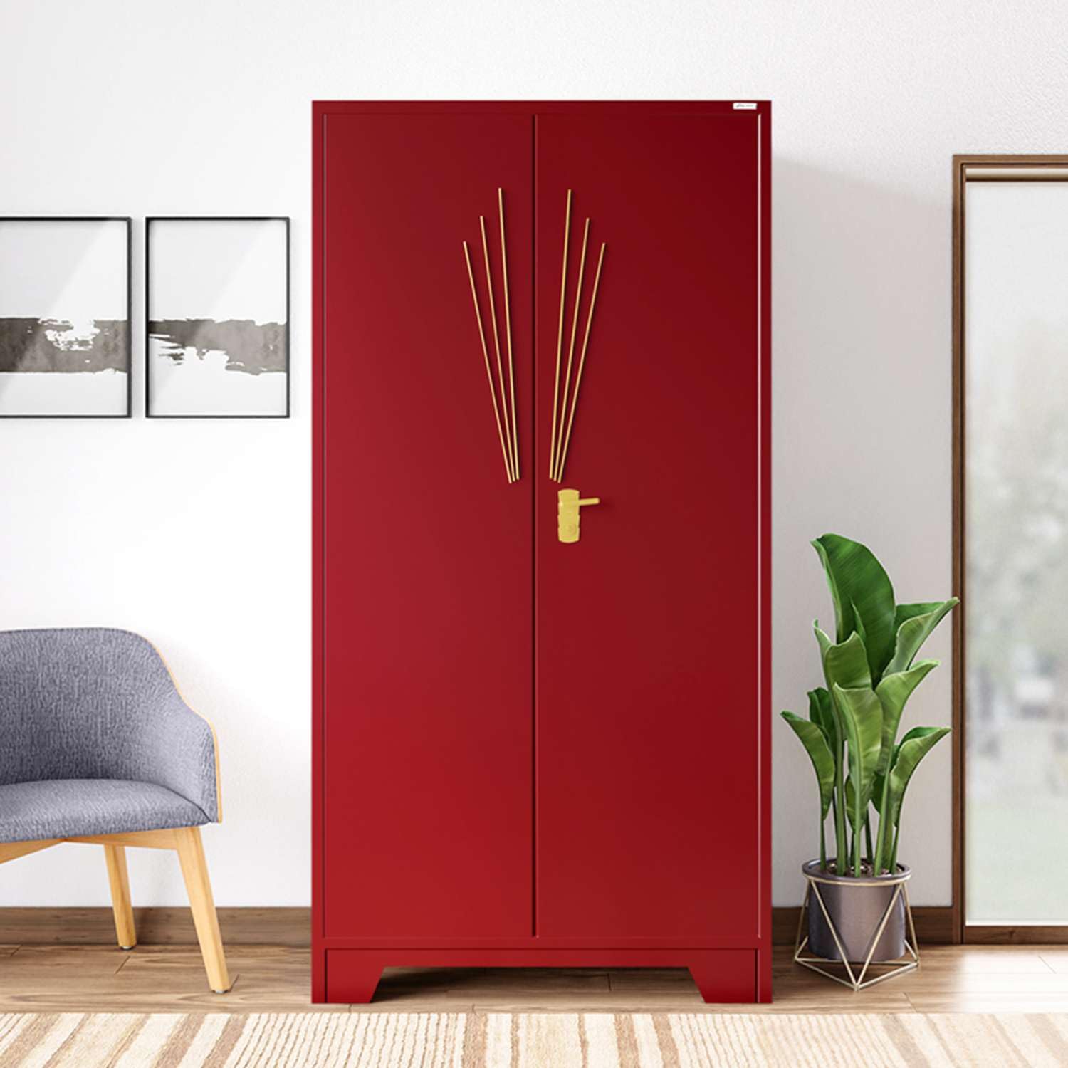 Best Godrej Almirah 2 Door Steel Wardrobes in India (2025) - Premium CRCA Steel Cupboards Review 3 Godrej Centurion luxury steel almirah with brass accents