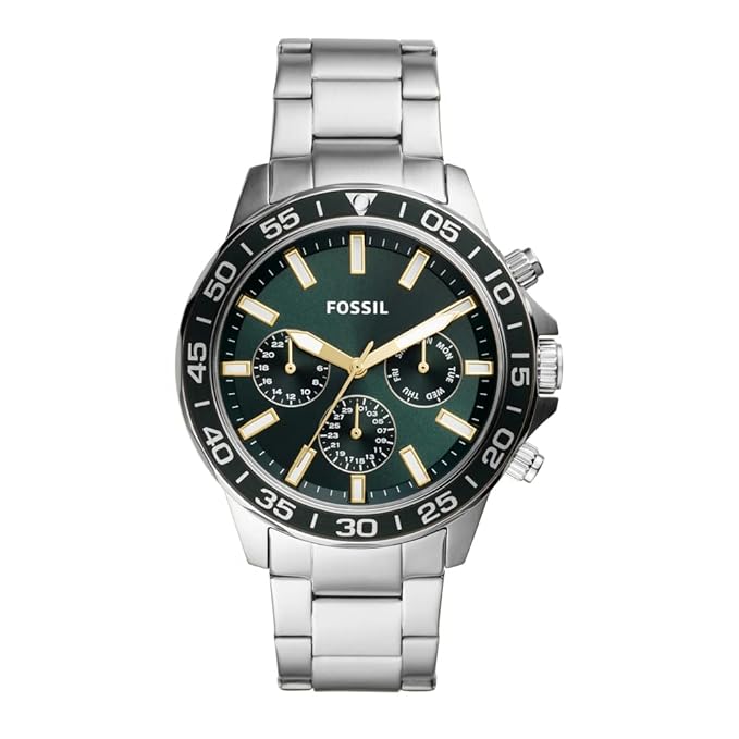 Fossil Bannon green dial watch with stainless steel band